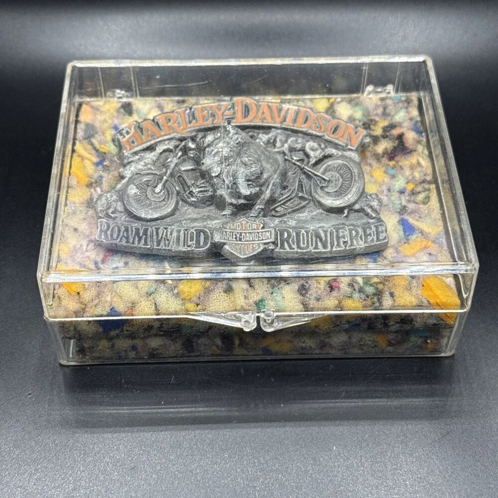 Official Licenced Harley Davidson Belt Buckle Roam Wild Run Free Buffalo 1993